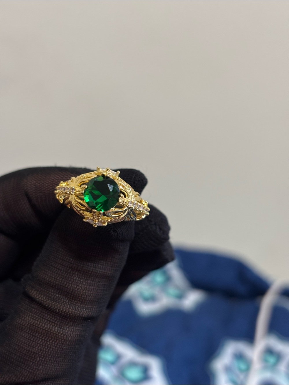 14K Gold Vintage  zircon Ring for Women 925 Silver Jewelry